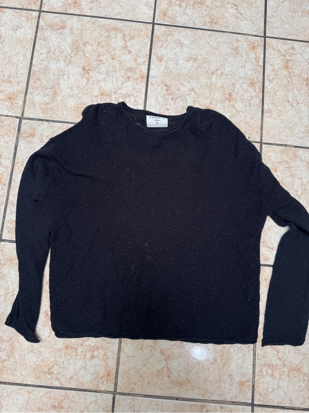 YoungLA Black Long Sleeve Knit Crewneck